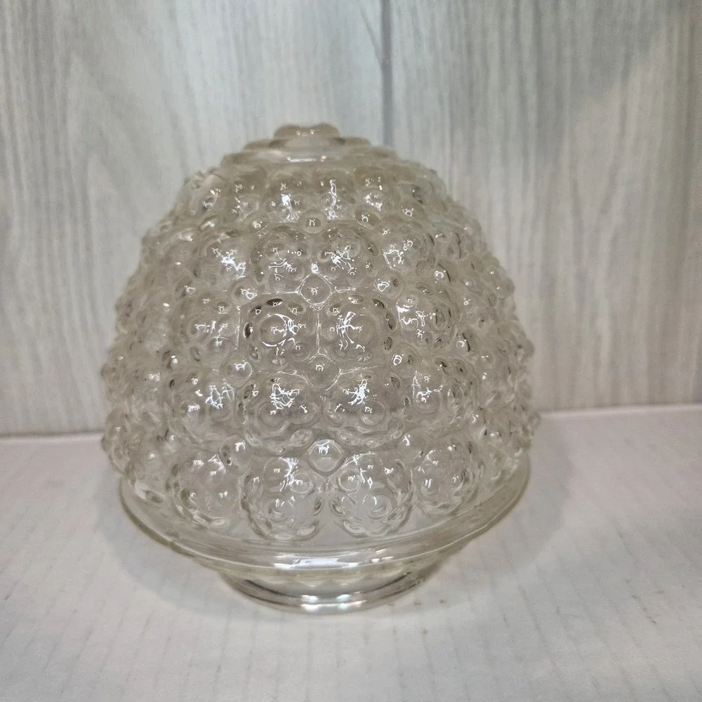 Vintage MCM Beehive Acorn Glass Globe Light Shade w/ Brass 3-1/4